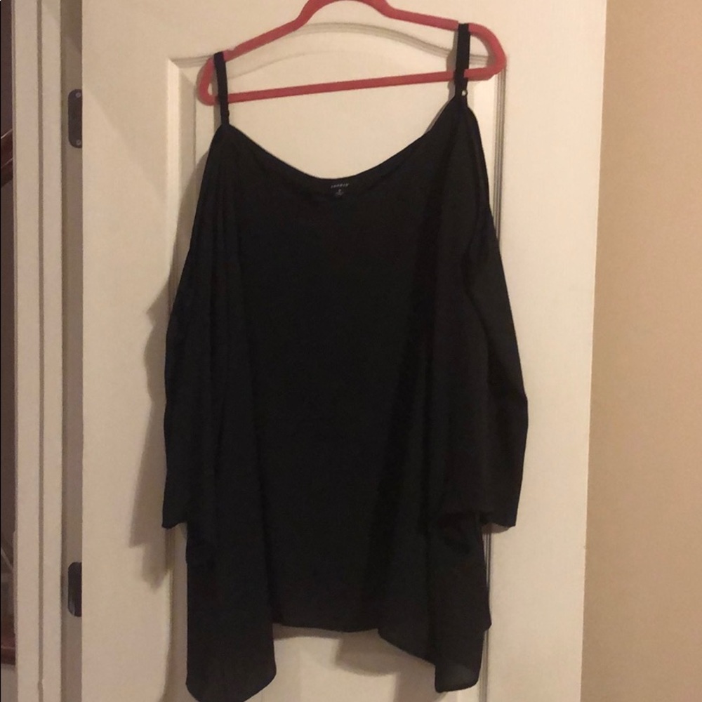 Black Long Sleeve Cold Shoulder Blouse